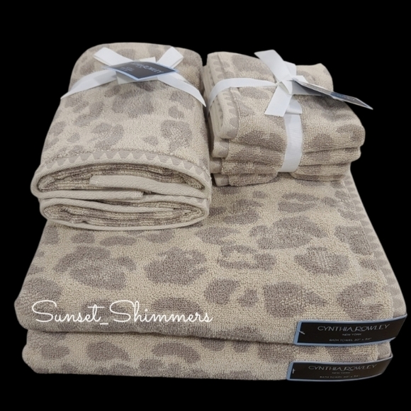 Cynthia Rowley Other - 8pc Cynthia Rowley Leopard Cheetah Animal Print Bath Hand Washcloth Towel Set